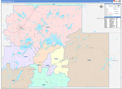 Sawyer County, WI Wall Map Color Cast Style 2026