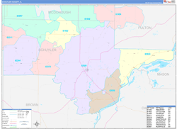 Schuyler County, IL Wall Map Color Cast Style 2024