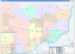 Scott County, IA Wall Map Color Cast Style 2024