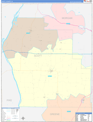 Scott County, IL Wall Map Color Cast Style 2024