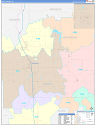 Scott County, IN Wall Map Color Cast Style 2024