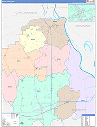 Scott County, MO Wall Map Color Cast Style 2026