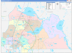 Seminole County, FL Wall Map Color Cast Style 2024