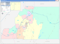 Sevier County, UT Wall Map Color Cast Style 2023