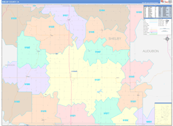 Shelby County, IA Wall Map Color Cast Style 2024