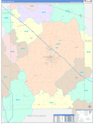 Shelby County, IN Wall Map Color Cast Style 2024
