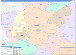 Shelby County, KY Wall Map Color Cast Style 2026