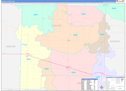 Shelby County, MO Wall Map Color Cast Style 2024