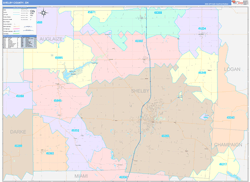 Shelby County, OH Wall Map Color Cast Style 2024