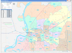 Shelby County, TN Wall Map Color Cast Style 2024