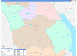 Shelby County, TX Wall Map Color Cast Style 2024