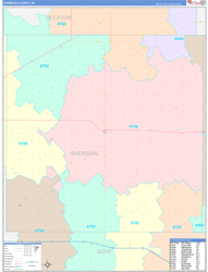 Sheridan County, KS Wall Map Color Cast Style 2024
