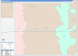 Sherman County, KS Wall Map Color Cast Style 2024