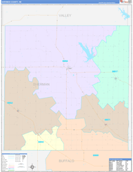 Sherman County, NE Wall Map Color Cast Style 2023