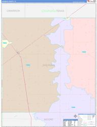 Sherman County, TX Wall Map Color Cast Style 2024