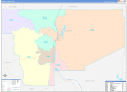 Sierra County, NM Wall Map Color Cast Style 2024