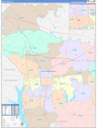 Smith County, TX Wall Map Color Cast Style 2024