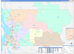 Snohomish County, WA Wall Map Color Cast Style 2024