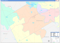 Somervell County, TX Wall Map Color Cast Style 2024