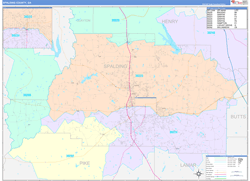 Spalding County, GA Wall Map Color Cast Style 2024