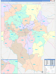 Spartanburg County, SC Wall Map Color Cast Style 2024