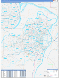 St. Louis County, MO Zip Code Maps (Color Cast Style)