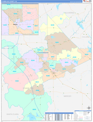 Stanislaus County, CA Wall Map Color Cast Style 2024