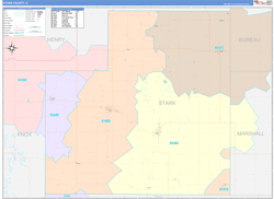Stark County, IL Wall Map Color Cast Style 2024