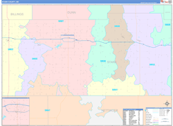 Stark County, ND Wall Map Color Cast Style 2023