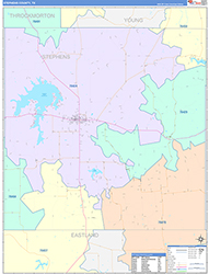 Stephens County, TX Wall Map Color Cast Style 2026