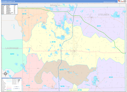 Steuben County, IN Wall Map Color Cast Style 2024