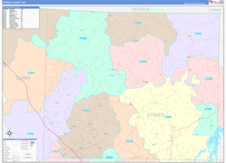 Stokes County, NC Wall Map Color Cast Style 2024