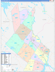 Strafford County, NH Wall Map Color Cast Style 2024