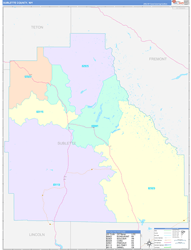 Sublette County, WY Wall Map Color Cast Style 2024