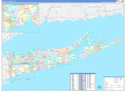 Suffolk County, NY Wall Map Color Cast Style 2024