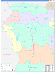 Sullivan County, IN Wall Map Color Cast Style 2024