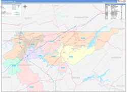 Sullivan County, TN Wall Map Color Cast Style 2024