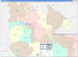Sumter County, SC Wall Map Color Cast Style 2023
