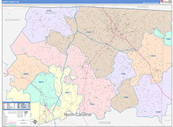 Surry County, NC Wall Map Color Cast Style 2026