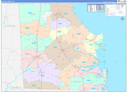 Sussex County, DE Wall Map Color Cast Style 2024