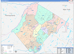 Sussex County, NJ Wall Map Color Cast Style 2026