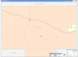 Sutton County, TX Wall Map Color Cast Style 2024