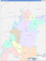 Talladega County, AL Wall Map Color Cast Style 2024