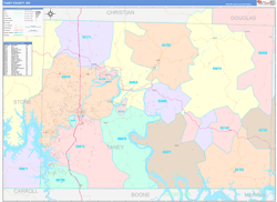 Taney County, MO Wall Map Color Cast Style 2024