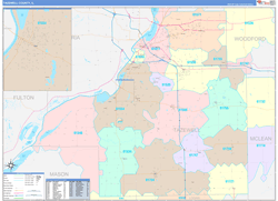 Tazewell County, IL Wall Map Color Cast Style 2024