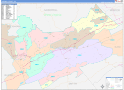 Tazewell County, VA Wall Map Color Cast Style 2024