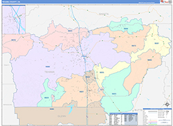 Tehama County, CA Wall Map Color Cast Style 2026