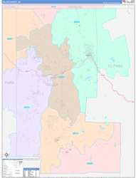 Teller County, CO Wall Map Color Cast Style 2024