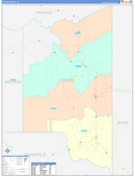 Teton County, ID Wall Map Color Cast Style 2024