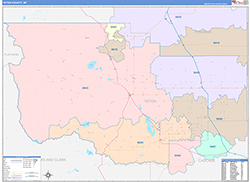 Teton County, MT Wall Map Color Cast Style 2026
